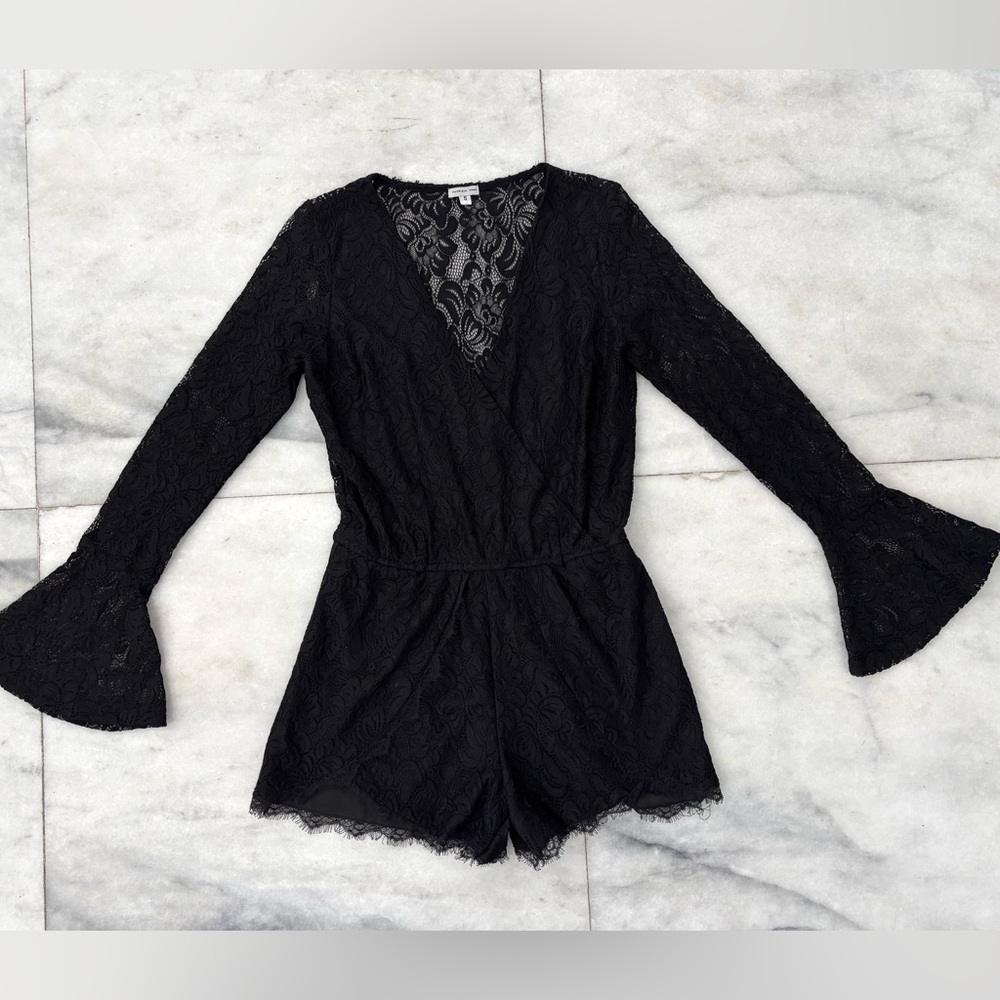 Patricia Timm Romper Black Lace Bell Sleeve Women S Fairy Whimsigoth Romantic